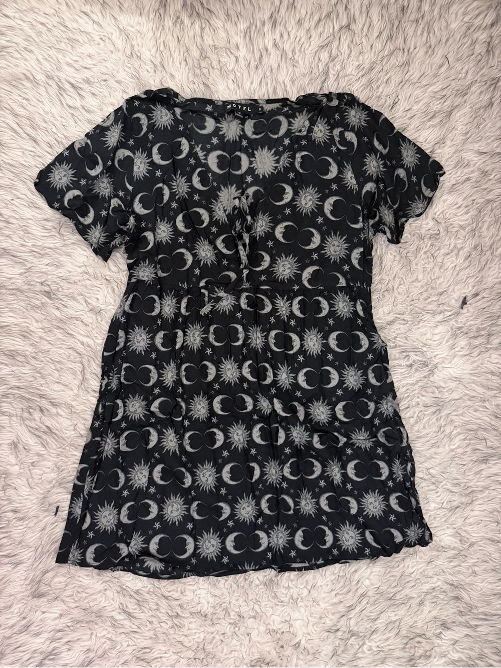 Motel Rocks ‘Flarita’ Moonlight Dress - Black Printed Moon